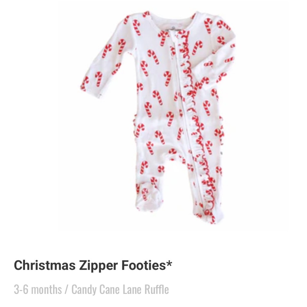 Caden Lane Candy Cane Ruffle Footie Pajamas